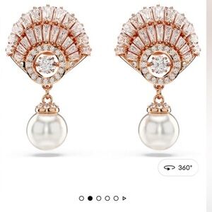 Swarovski Elegant Pearl and Crystal Drop Earrings